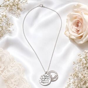 Mother Daughter Friends Forever Silver Tone Pendant Necklace